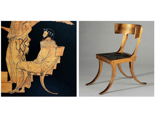 古希腊时期著名家具klismos椅、三人床、宝座椅